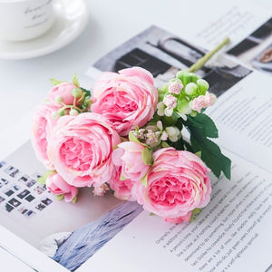 Open image in slideshow, White Roses Artificial Flowers
