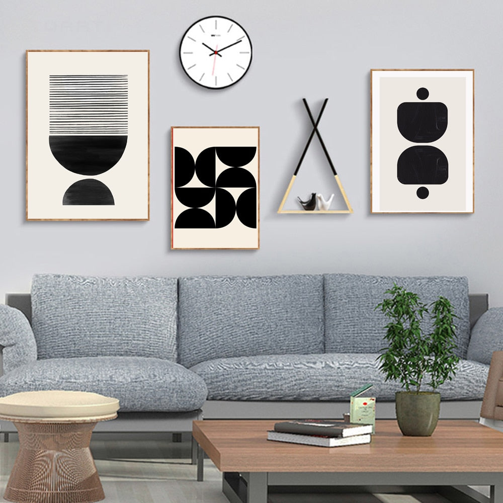 Geometric Color Block Poster Black White Canvas Painting – CHRISTOPHER ...